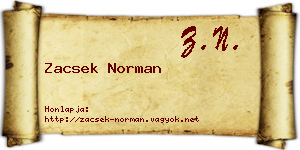 Zacsek Norman névjegykártya